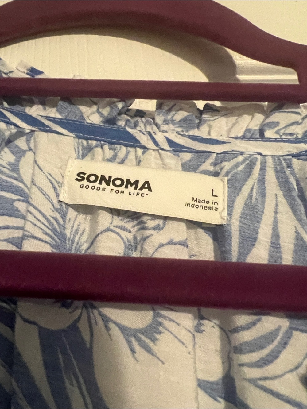 Sonoma Blue and White Floral Summer Top - Picture 2 of 3